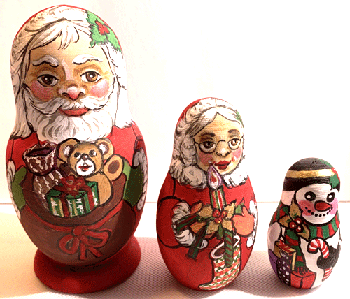 Wooden Nesting Dolls 3pc. set, size 5.5" - Picture 1 of 4