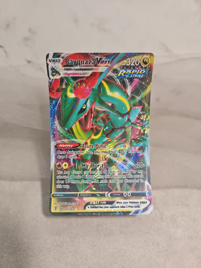 Rayquaza VMAX 111 Pokemon Sticker, Credit Card Skin Decal, Anime Holographic