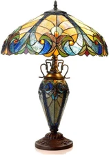Chloe Lighting Liaison Tiffany-Style 3 Light Victorian Double Lit Table Lamp