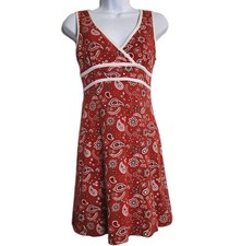 Vintage Y2K Taboo Red Bandana Paisley Mini Dress Womens Medium Western Cowgirl