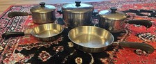 Vintage Revere Ware Copper Bottom Cookware Lot 5 Pots 2 Skillets 3 Lids USA