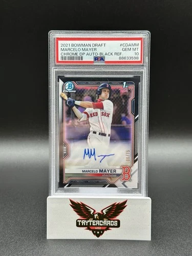 Marcelo Mayer 2021 Bowman Draft 1st Chrome Black Refractor Auto /75 Red Sox RC