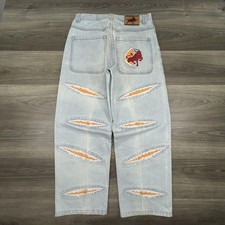 Vintage Paco Jeans Mens 34x30 Light Wash Baggy Wide Leg Red Bull Y2K RARE