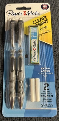 Paper Mate Clearpoint Elite 0.7mm Mechanical Pencil Starter Set Gray New