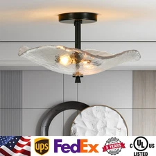 17'' Black Pendant Lights 2 Light Glass Shade Ceiling Chandelier Kitchen Fixture