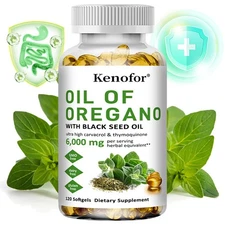 Oil of Oregano Softgels Gut Immune Support 2 in 1 6000mg Black Seed Oil 200mg