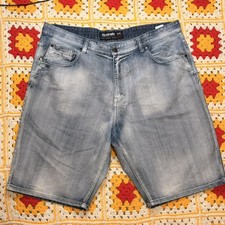 Y2K Ecko Unltd Relaxed Fit Denim Blue Jean Shorts Mens Size 40 Skater Jnco Fade