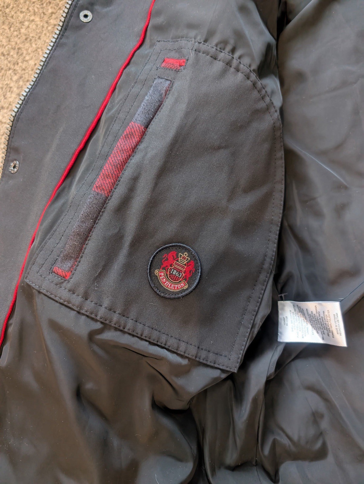 Pendleton Mens Jacket Large Red Black Buffalo Pla… - image 12