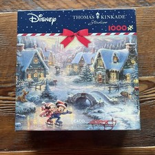 Disney THOMAS KINKADE - SWEETHEART HOLIDAY Minnie  Mickey 1000 Piece PUZZLE GUC