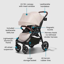 Baby Jogger City Mini Air Lightweight Stroller Frosted Ivory Rare Compact Travel