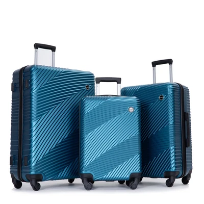 Tripcomp 3 Piece Suitcase Set with Spinner Wheels, Blue