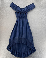 Seaspice Dress Women Extra Extra Large Blue Peruvian Cotton Boho Maxi ResortWear