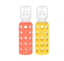 Lifefactory 9Oz Glass Baby Bottles 2 Pack Mango Papaya Bpa Free Dishwasher Safe