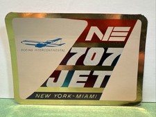 Northeast Airlines 707 Jet NY Miami Foil Luggage Label vtg Airline Boeing