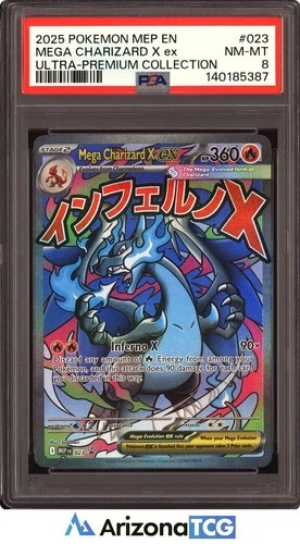 Pokemon 2025 Mega Charizard X ex 023 Ultra-Premium Collection PSA 8