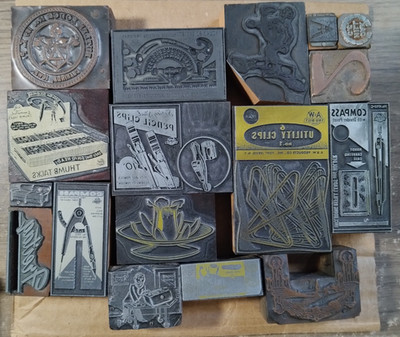 Vintage Printing Letterpress Printers Block. Lot  (P2-7)