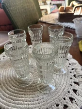 VINTAGE SODA FOUNTAIN PEDESTAL ICE CREAM PARFAIT DESSERT PRESSED GLASS SET OF 6