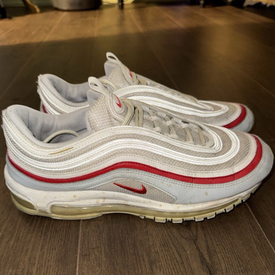Nike Air Max 97 Men s Low Top Lace-Up Sneakers White/Red US 11.5