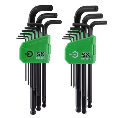 18-Piece Allen Wrench Set, Metric & SAE Hex Key Set, L-Shaped, S2 Steel, Blac...