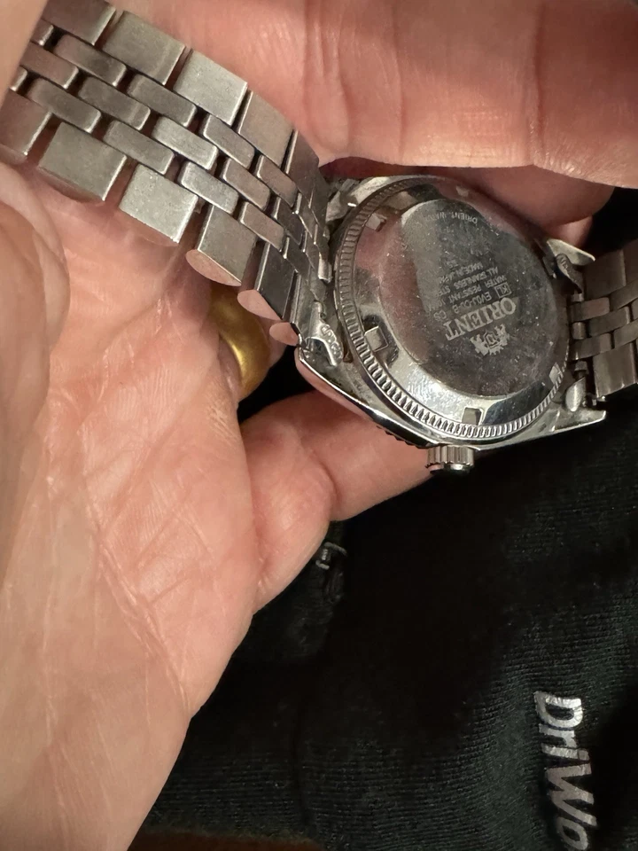 Orient President plateado día/fecha para hombre automático EV0J-C0-B Foto 4 de 4