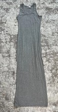 Popular21 Maxi Bodycon Dress Womens Large Gray Ribbed Knit Sleeveless Slit