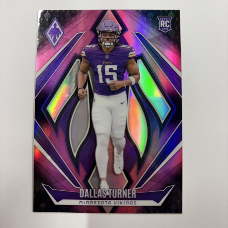 2024 Dallas Turner RC Panini Phoenix 01/88 Pink Fade #174 Vikings first on print