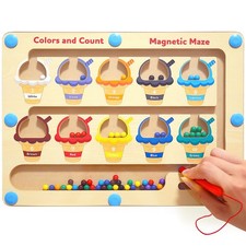Magnetic Color and Number Maze - Toddler Toys for 3 4 5 Year Old, Wooden Colo...