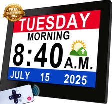 19 Alarms Dementia Clock 8 Inch Large Display Auto DST 10 Levels Auto Dimmable