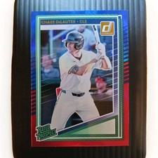 Chase DeLauter #107 Rated Prospect Red Blue Foil 2025 Panini Donruss