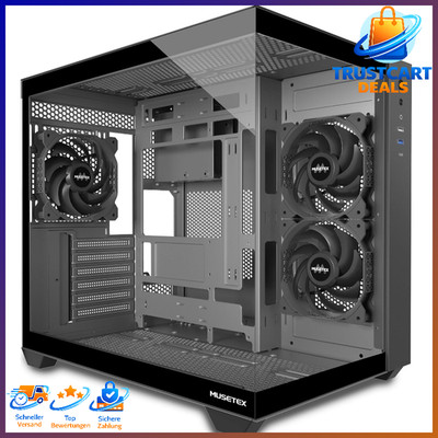 PC Gehäuse Mid Tower ATX mit 3 Lüftern und Glas Panel für Gaming  Zubehör