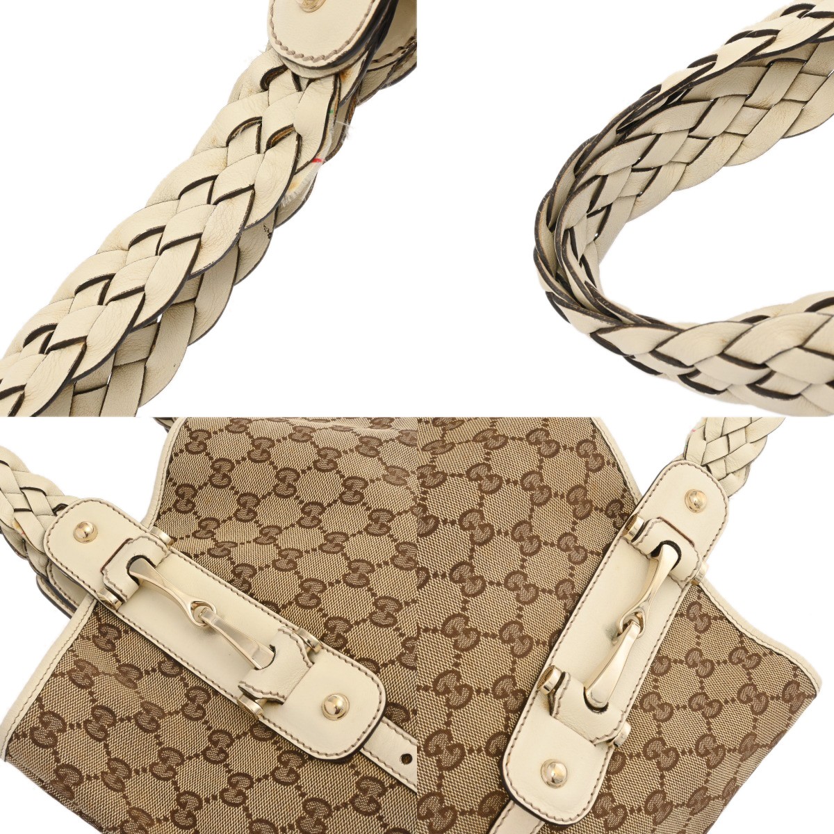 GUCCI 162900 001013 GG canvas/leather Beige/Ebony/White Women Tote Bag thumbnail 6