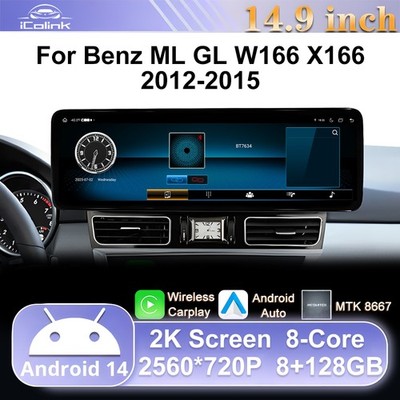 14,9'' 4G LTE CarPlay Android 14 Autoradio 8+128GB GPS USB für Mercedes W166 X166