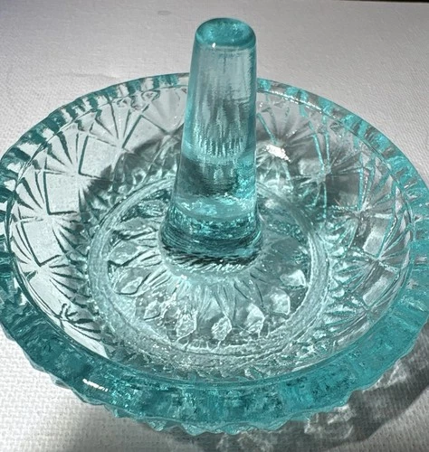 Fenton Vintage Turquoise/Blue Iridescent Ring Holder Jewelry Dish