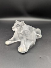 Lalique Crystal Vgt Tambwee Lion cubs resting--Signed