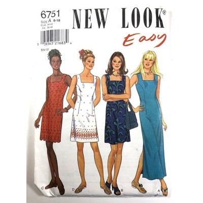 New Look 6751 Misses A 8 - 18 Easy Sleeveless Dress in 2 Lengths vn