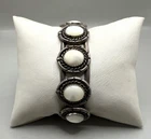 Vintage Sterling Silver Navajo Mother of Pearl Cuff Bracelet