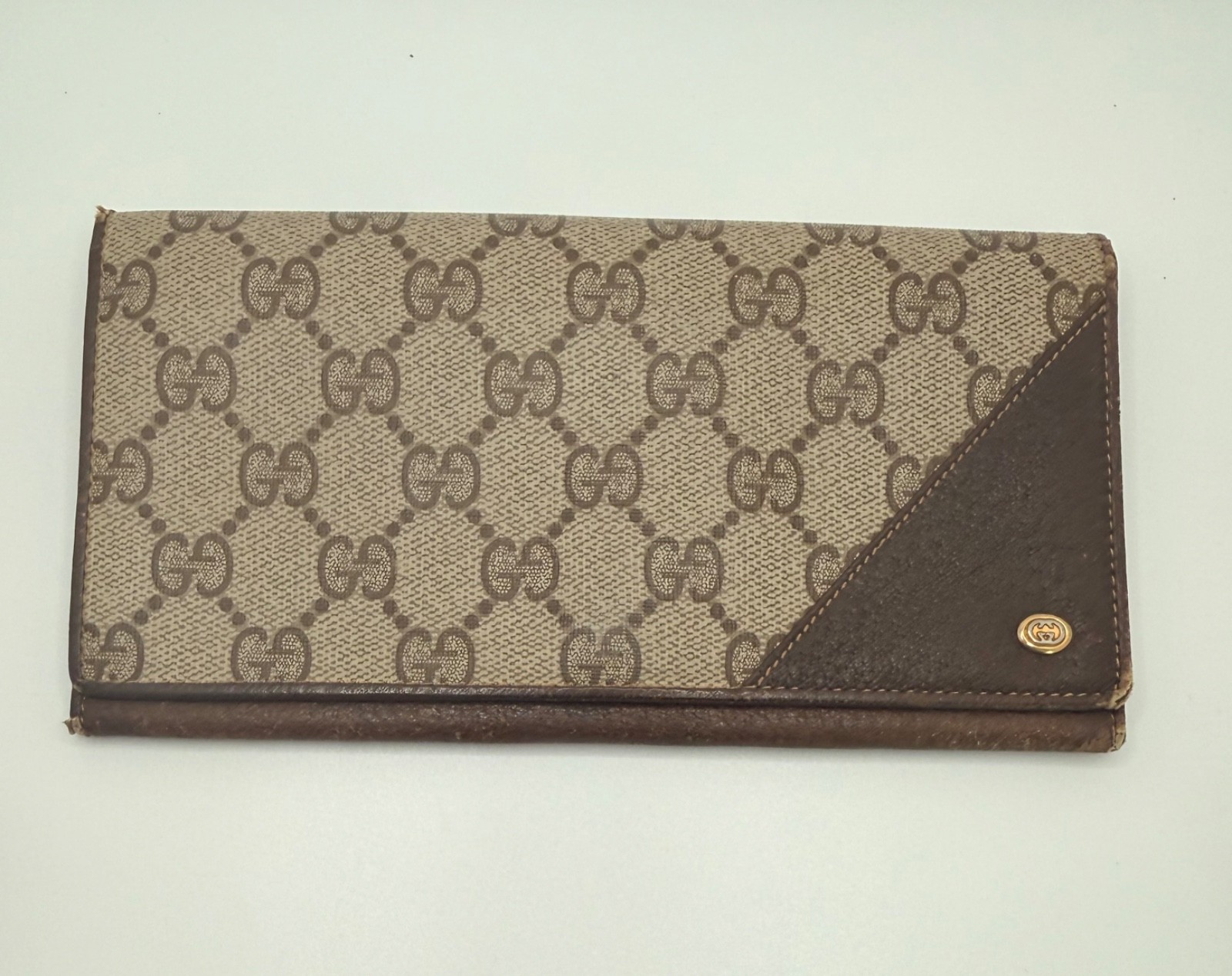 Gucci Vintage GG Supreme Flap Wallet w COA