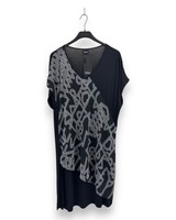 Ulla Popken Jerseykleid Gr. 46/48 Schwarz Chiffon ÜBerwurf Sommerkleid Kurzarm