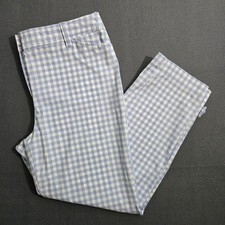 Talbots Women 8 Blue Check Perfect Crop Pant