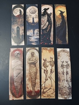 8 Halloween Themed 6  Cardstock Bookmarks Witches Mummies Lot 4 of 4 Please Read