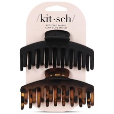 Kitsch Large Hair Clips For Women - Black  Tortoise, 2pcs