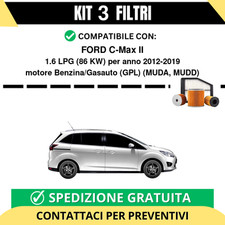 Kit 3 Filtri Tagliando per FORD C-Max II 1.6 LPG 86 kw Benzina/Gasauto (GPL) ...