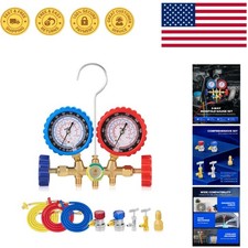 Heavy-duty Ac Gauge Set With 3 Color-coded Hoses Real-time Moisture Indicator
