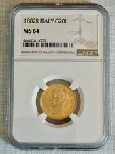 Italy 1882R 20 Lire Gold NGC MS64 SKU# 6567