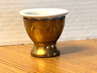 Set of 6 Brass Footed Egg Cup Holders With Porcelain Cup Insert — photo 1