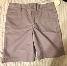 FlynnO'Hara Boys Uniform Twill Shorts Steel Gray Solid Button 16 Husky 7936H