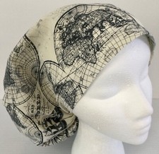 Nautical Map Medical No Band Bouffant Euro Scrub Cap Surgery Hat Pediatric Chef