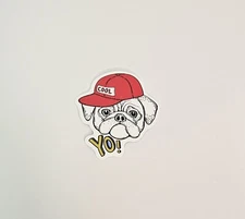 Cool Dog Sticker Wearing A Red Hat Yo! Decal For Laptop Or Skateboard 