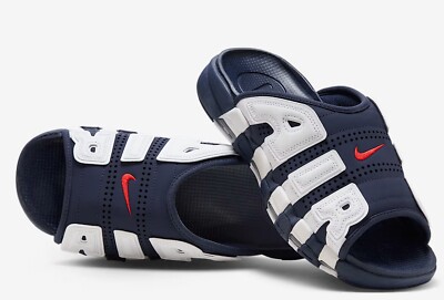 М　Nike AIR MORE UPTEMPO SLIDE This Nike Air More Uptempo Slide Comes In Black Multi-Color