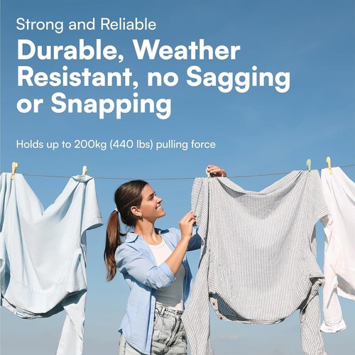 Sleek & Strong Clothesline - 50m Steel Core Washing Line for Tough Weather - Picture 4 of 9